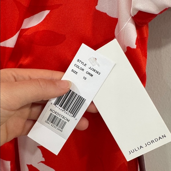 NWT Julia Jordan orange and White Floral puff sleeve Midi Dress - Picture 7 of 7